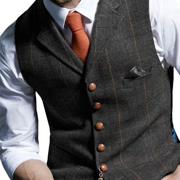 

mens vests mens vests tweed suit business clothing for men striped waistcoat punk vest groomman wedding brwon black grey jacket 220927, Black;white
