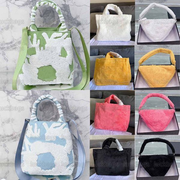 

terry tote bag terrycloth pouch front embroidered letter logo crossbody handbag triangle bags shoulder purse luxury designer women's wh