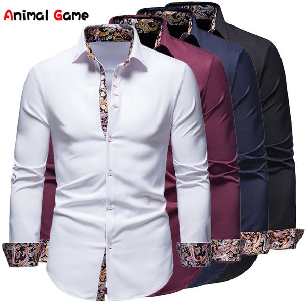

men's casual shirts with collar white man long sleeve mens polo for men famous brands 220927, White;black