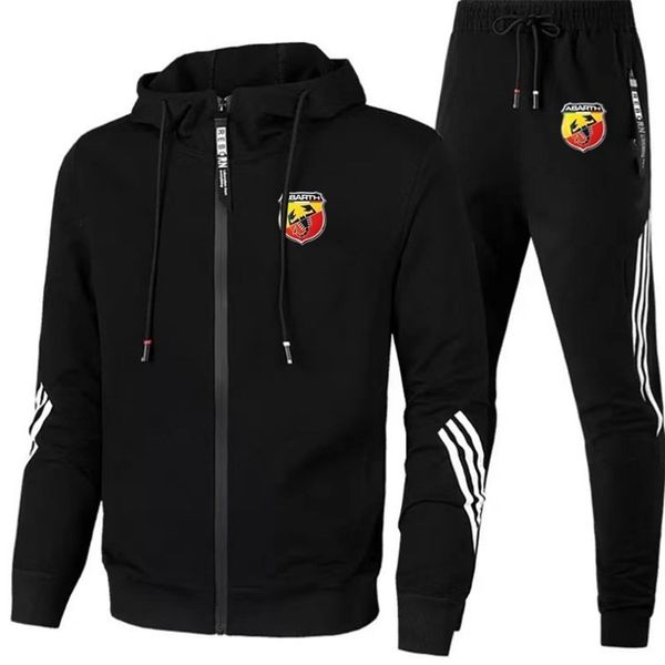 

mens tracksuits abarth printing spring mens hoodies sweatpants man comfortable cotton trousers sport suit set male clothes 220927, Gray