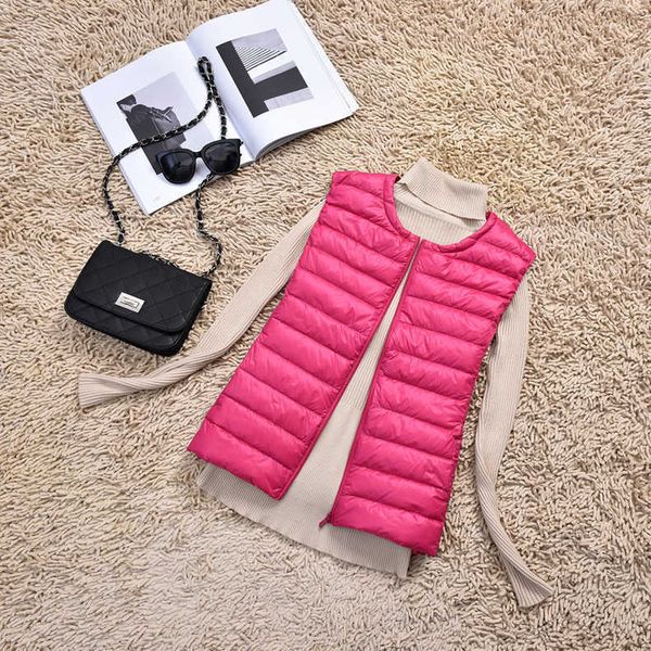 

women's down & parkas autumn and winter light short vest round neck inner tank jacket warm keeping fashion, Black