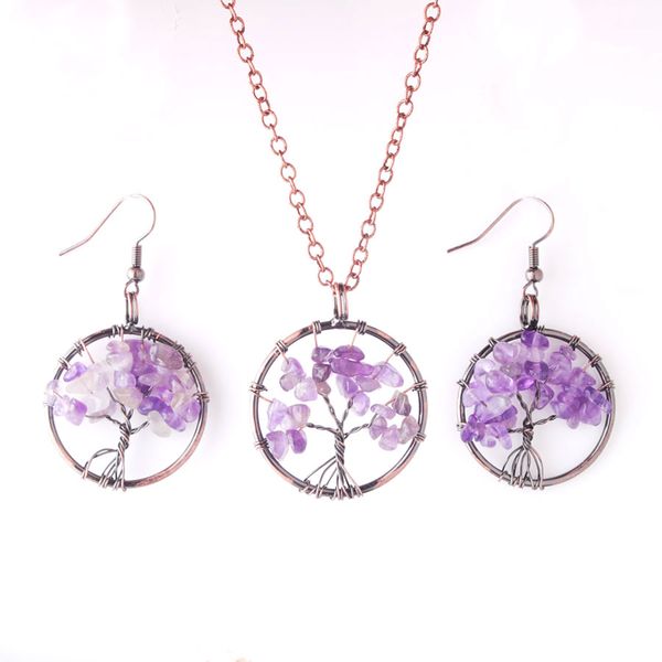 

fashion crystal natural stone wedding earrings jewelry sets tree of life necklace set for women african jewelry & more bm909, Silver