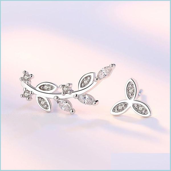 

charm 925 sterling sier new stud earrings retro simple cubic zirconia leaf jewelry drop delivery 2021 dhseller2010 dh7em, Golden