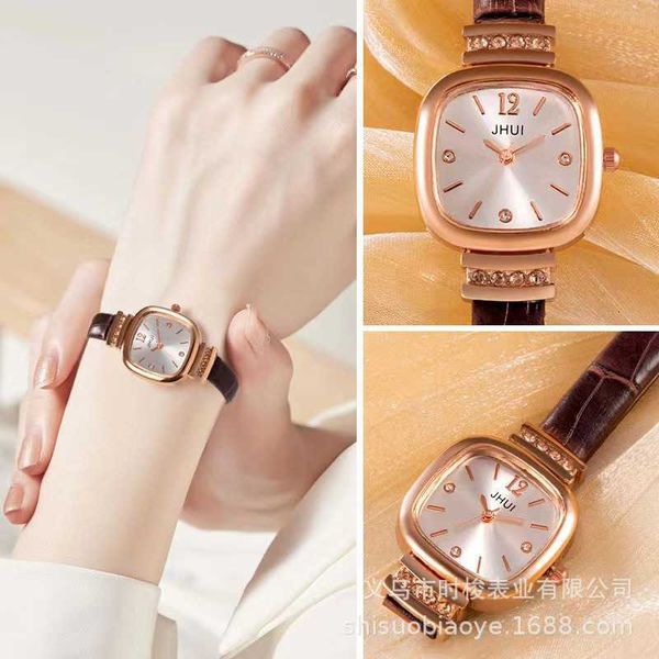 

watch new business men's leisure geneva quartz calendar belt, Slivery;golden