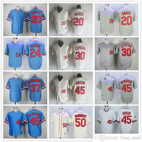 

mitchell and ness baseball jersey vintage 50 adam wainwright 20 lou brock 24 whitey herzog 30 orlando cepeda hernandez gibson 1944 1969 jers, Blue;black