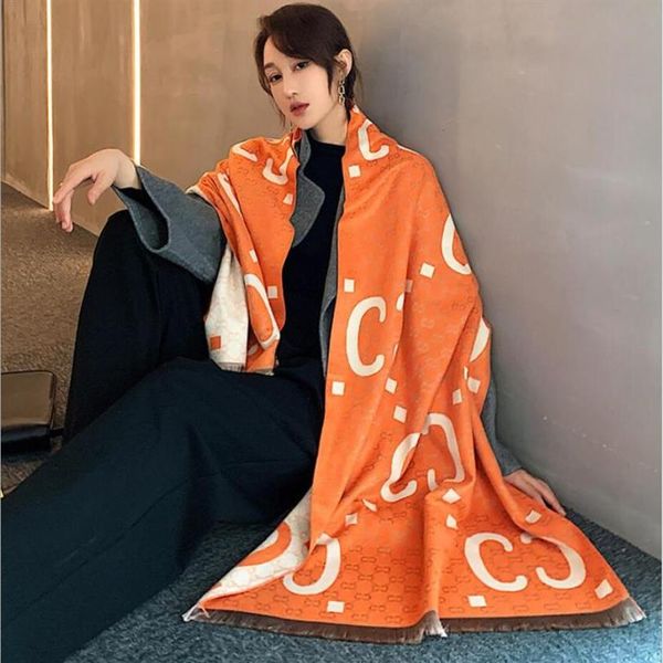 

luxury scarf winter women shawls warm blanket wraps female foulard bandana brand thick print scarves 2021 new174y, Blue;gray