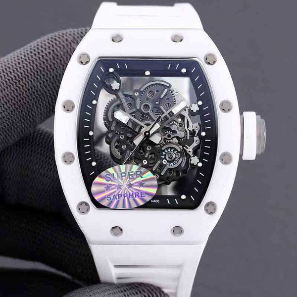 

superclone watch designer luxury mens mechanics richa milles wristwatch business leisure rm055 multifunctional automatic mechanical white, Slivery;golden