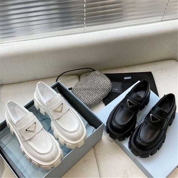 

monolith shoes soft cowhide loafers rubber platform sneakers black shiny leather slipper thick bottom shoe chunky round head