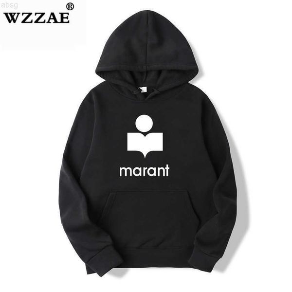 

marant hoodie sweatshirt hooded clothes streetwear harajuku fashion long sleeve 2022 hip hop cotton printing full y0802 y0804, Black