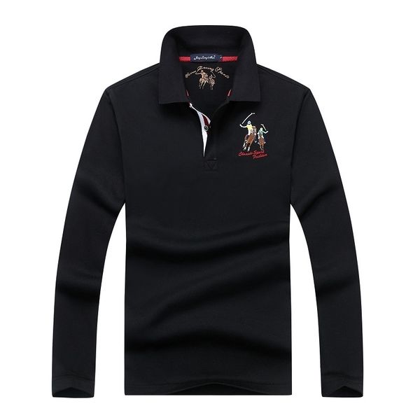 

men's polos cotton polo shirt solid color 100% embroidery casual long sleeve shirts eur size m-3xl;ya280 220927, White;black