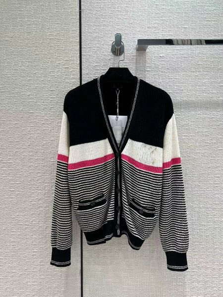 

milan runway sweaters 2022 new autumn winter v neck long sleeve print women's sweater high end jacquard cardigan designer sweater 0927-, White;black