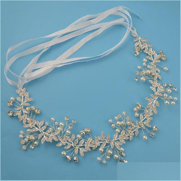 

hair clips barrettes baroque rose gold flower leaf wedding hair accessories crown pearls women forehead headpiece jewelry bridal hea dh2cm, Golden;silver
