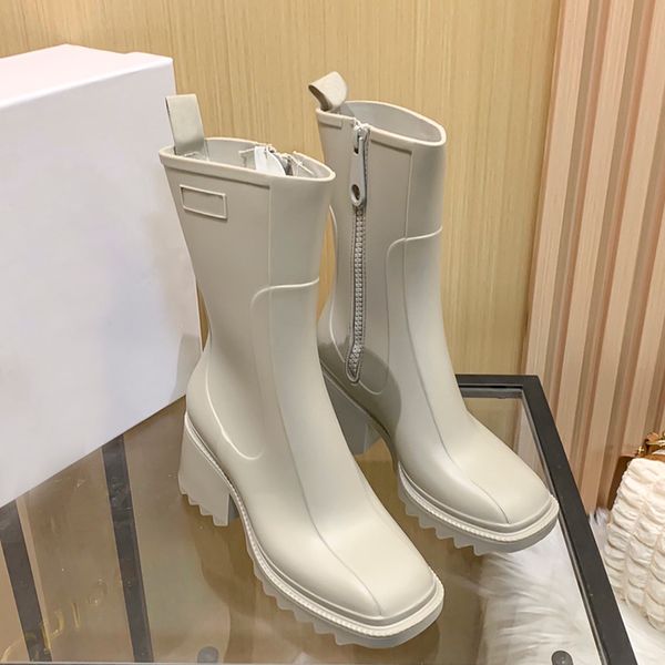 

knee half boots betty rubber rainboots fashion thigh-high booties designer chunky heel thick bottom platform women shoes nomad beige black t