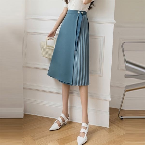 

skirts office lady elegant long skirts arrival summer korean style solid color allmatch ladies high waist aline skirt w422 220924, Black