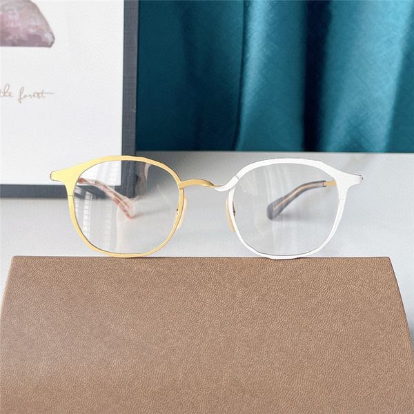 

optical eyeglasses for men women retro mm-0064 style anti-blue light lens plate titanium frame with box, White;black