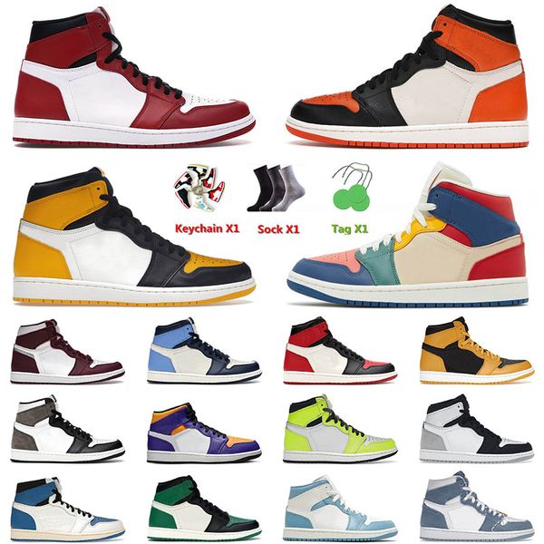 

men basketball jumpman shoes 1 1s high chicago taxi grey fog carbon fiber hyper royal green python university blue newstalgia sneakers 36-46