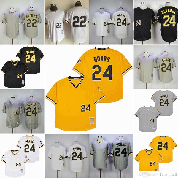 

mitchell and ness vintage baseball 24 barry bonds jerseys ncaa stitched 22 andrew mccutchen breathable sport 1990-1997 white grey yellow bla, Black