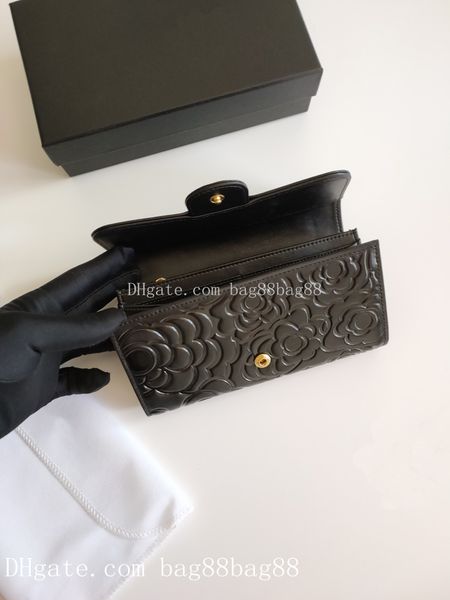

classic tri-fold ladies genuine leather wallet long designer wallet new totes purse women fashion flap gold 2609 camellia, Red;black