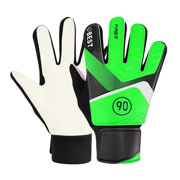 

sports gloves 1 pair kids boy soccer goalkeeper pu gloves finger protection goal thickened latex football gloves for futbol futebol goalkeep, Black