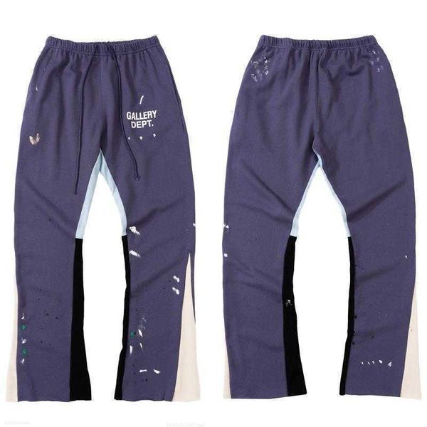 

galleries dept designer sweatpants sports pants deconstructs hand-painted speckle stitched drawstring guard high street loose for men and 4c, Black