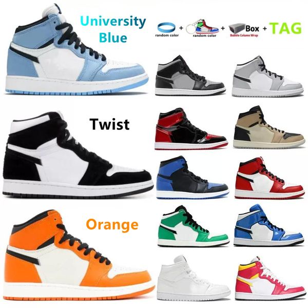 

mens designer basketball shoes sail sneakers university blue 1 1s atmosphere fire red thunder oreo bordeaux black cat bred white cement wome