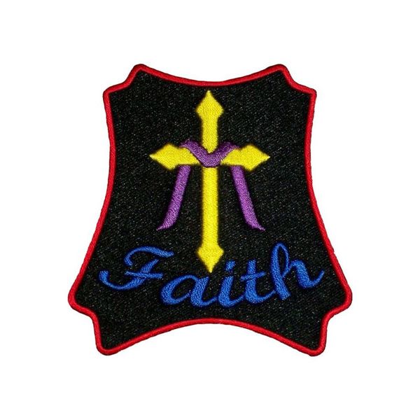 

cross faith christian embroidery patches sewing notions iron on for clothing shirts biker jackets patch, Black