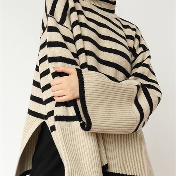 

womens sweaters striped turtleneck women sweater knit pullover ladies long sleeve female fashion knitwear autumn winter sueter feminino 2209, White;black