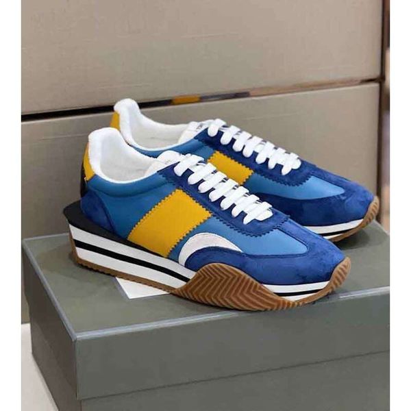 

elegant brands men james sneaker shoes side stripe skateboard walking chunky rubber sole suede nylon leather super quality sports