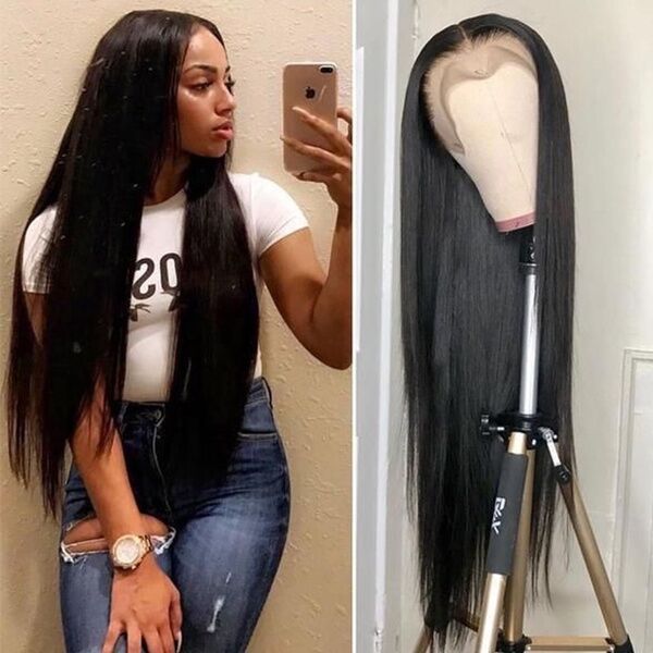 

rose net wig women's fashion black long straight hair doll hair chemical fiber headband