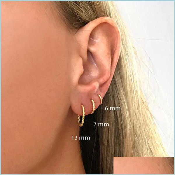 

hoop huggie sterling sier circle round ear bone earrings stud for women girl men party wedding fine earring jewelry 743 z2 drop deli dhvce, Golden;silver