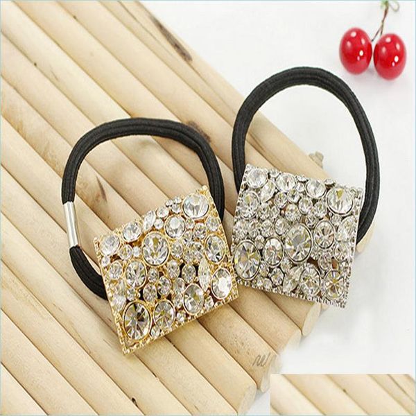 

hair rubber bands 24pcs womens accessories rhinestone crystal geometry oblong hair band ponytal holder 66 j2 drop delivery 2021 jewelr dhfje, Pink