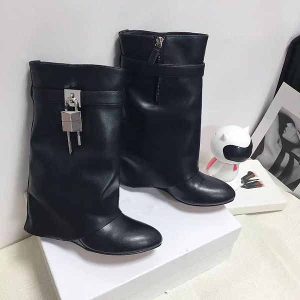 

designer martin boots high heels ankle boot real shoes fashion, Black