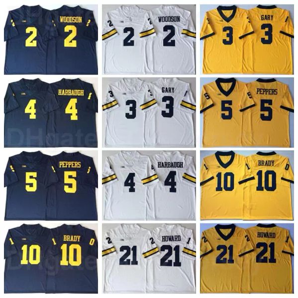 

ncaa football college 2 charles woodson michigan wolverines jersey 4 jim harbaugh 5 jabrill peppers 10 tom brady 3 rashan gary 21 desmond, Black