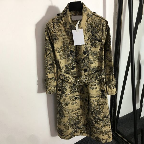 

creative belt windbreaker jackets classy button ornament coats female personality pocket dresses vintage long windbreakers, Black;brown