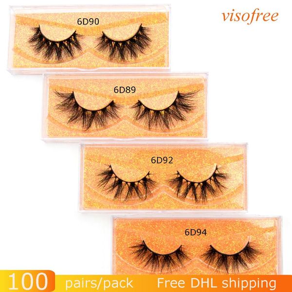

100pairs/lot viso6d mink eyelashes lashes wholesale makeup false eyelashes reusable faux cils mink lashes bulk beauty