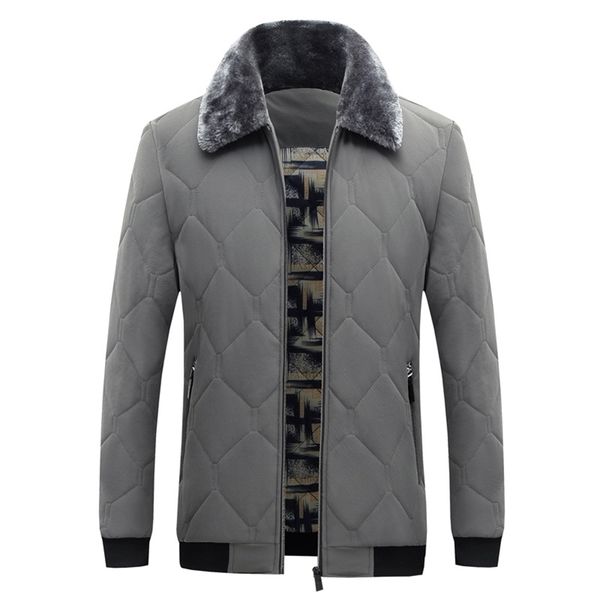 

men's down parkas fur collar warm jacket winter parka windbreaker cotton padded anorak thick black coat male casual autumn fleece men 2