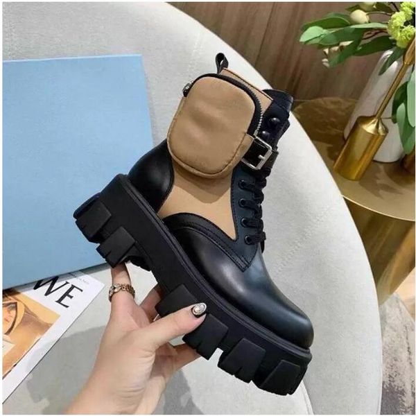 

ankle boots winter sneakers designer brushed leather nylon luxury biker platform australia size eu 35-41 02, Black