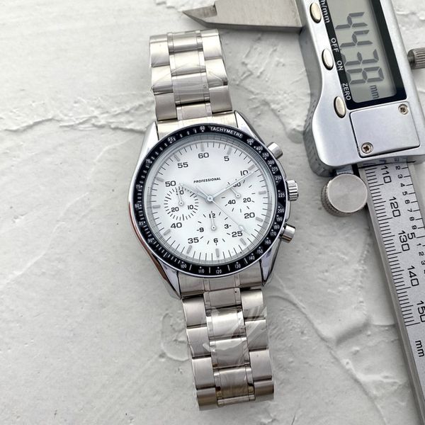 

men watch stainless steel six stitches 42mm luxury brand all dial work quartz watches om fashion chronograph clock steel strap style, Slivery;brown