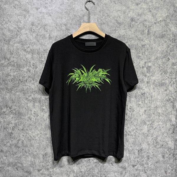 

mens crewneck t shirts tee shirt cotton jersey print leaves short sleeve designer t-shirts black cool guy hip hop shirts size s-xxl, White;black