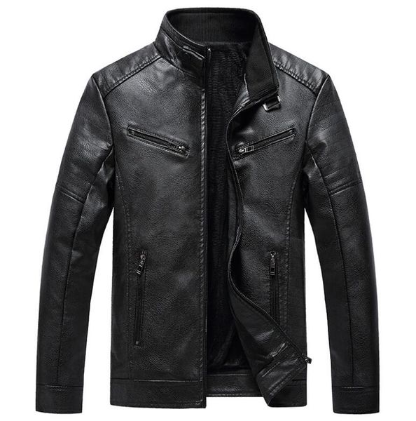 

winter men's faux leather fur coat jacket slim pu motorcycle jacket long-sleeve outerwear coats mm88llh20, Black