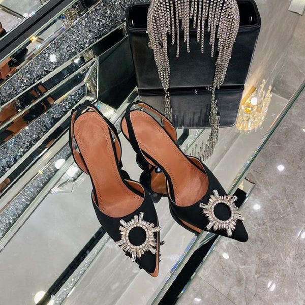 

heels with box women shoes designer sandals quality genuine leather sandals heel height 7.5cm and 9.5cm sandal flat shoe slides slippers by, Black