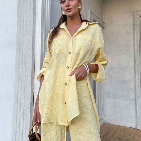 

women's tracksuits clacive casual loose pink two piece pants set women fashion long sleeve blouses matching wide trousers suit lace-up, Gray