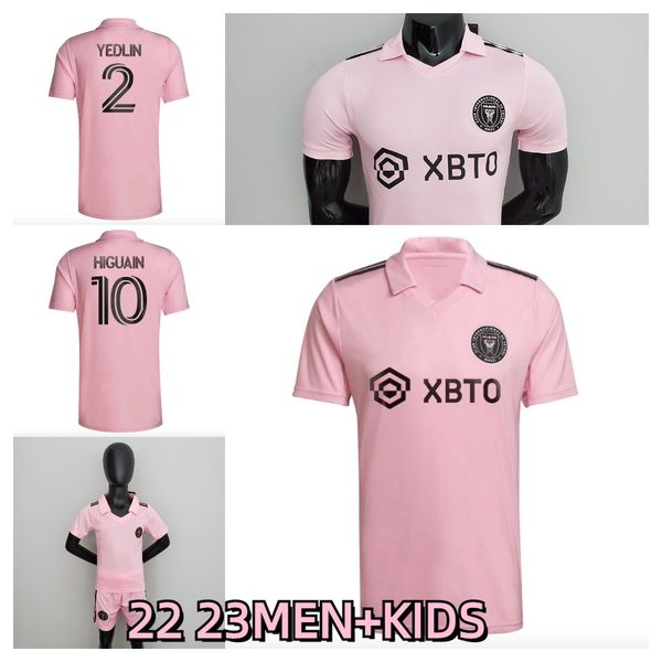 

2022 2023 miami socer jerseys boys sets mota yedlin home pink 22 23 beckham higuain matuidi cf pizarro football shirts kids kit, Black