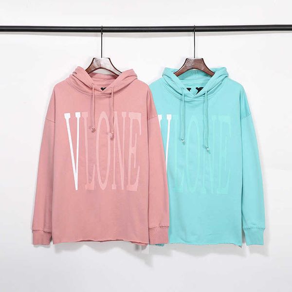 

luxury hooded sweatshirts vlonee mens women designer hoodies fashion classic pink hoodie high back big sky blue men and women spring autumn, Black