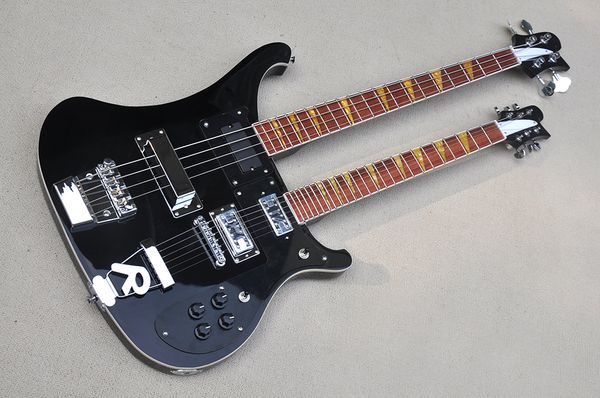 

factory custom double neck electric guitar with 4 and 6 strings chrome hardware red rosewood fretboard offer customized
