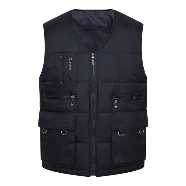 

men s vests winter men cotton warm waistcoat male sleeveless jacket with many pockets casual baggy zipper for man plus size cyl48 220926, Black;white