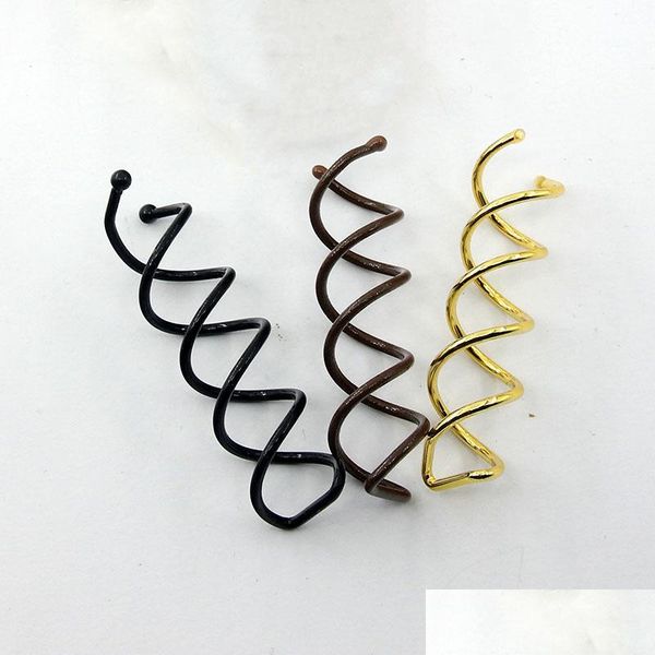 

hair clips barrettes 10pcs/lot gold sier color black rose women hair clip pin hairs styling spiral spin screw twist barrette 1497 q2 dhx39, Golden;silver