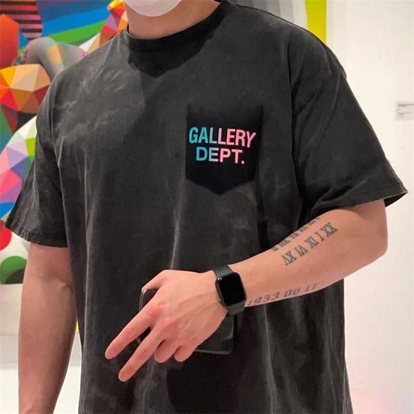 

designer mens t-shirts gallerydept ins niche dept colorful american high street vintage fashion short sleeve tshirt, White;black