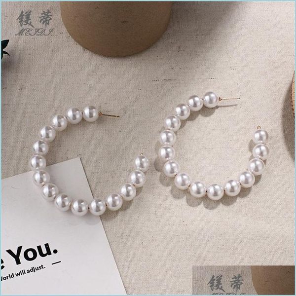 

hoop huggie women artificial pearl geometric earrings jewelry gifts 3579 q2 drop delivery 2021 dhseller2010 dhpka, Golden;silver