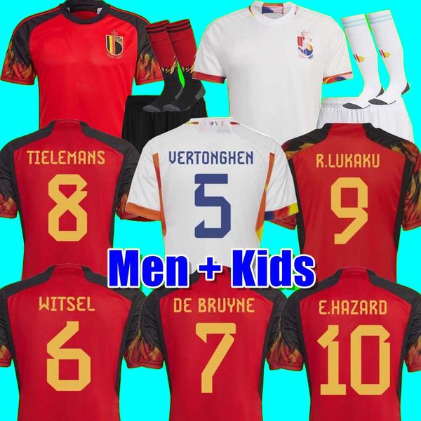 

fans player belgium 2022 world cup soccer jerseys national team de bruyne hazard courtois lukaku tielemans 22 23 batshuayi kevin men kids se, Black;yellow